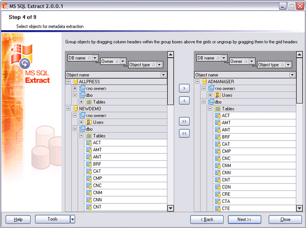 EMS DB Extract 2005 for SQL Server