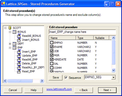 Lattice.SPGen Stored Procedure and Code Generator