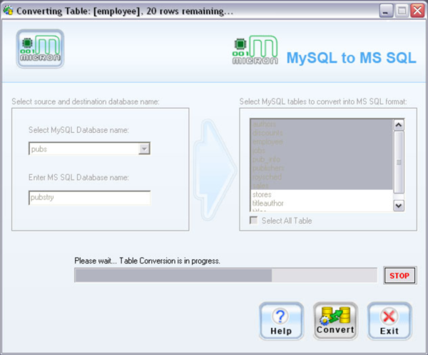 MySQL To MSSQL Conversion Tool