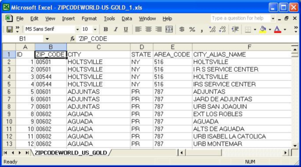 US ZIP Code Database PO Box Edition