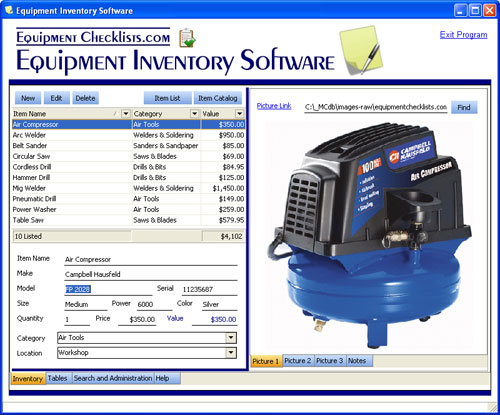 Equipment Inventory Software - EquipmentChecklists.com