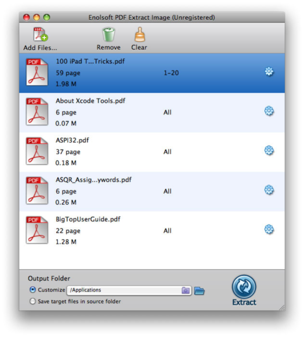 Enolsoft PDF Extract Image for Mac OS X