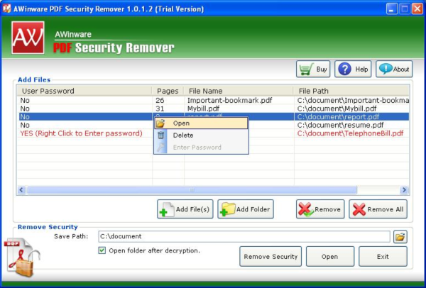 PDF Security Remover-AWinware Software