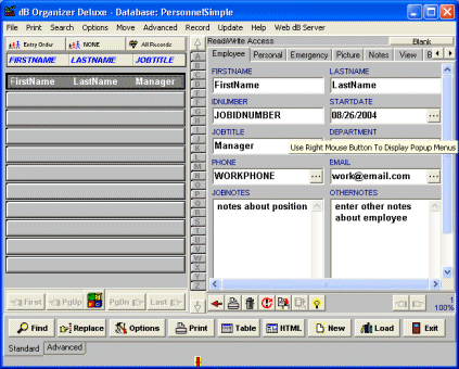 Personnel Organizer Deluxe Software