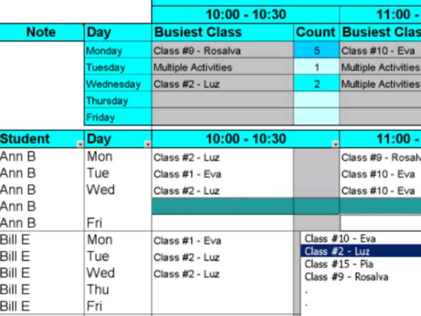 Create Student Class Schedules with Excel