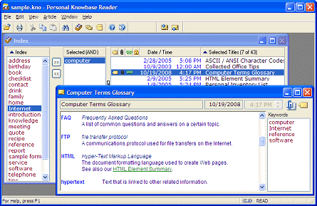 Personal Knowbase Reader