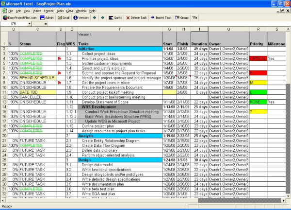 EasyProjectPlan (Excel Template)