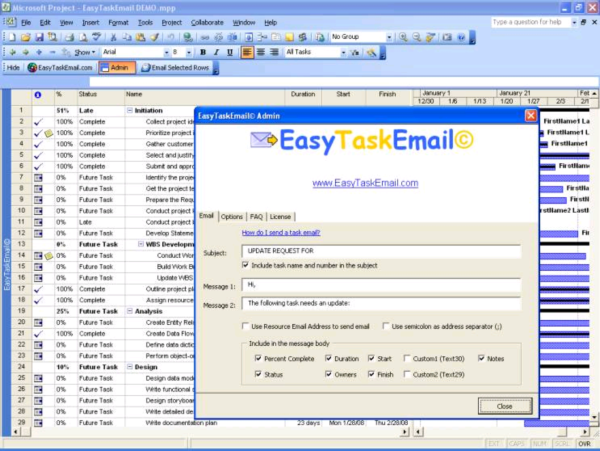 EasyTaskEmail (Email MS Project Tasks)