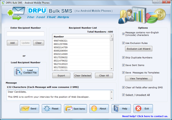 Android Bulk SMS Software