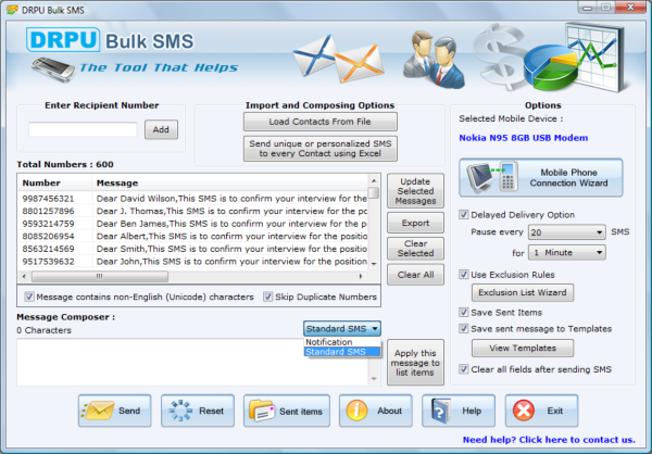 Bulk SMS Software for GSM Mobile Phones - Gateway for SMS