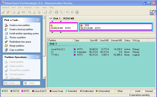 partition magic main window