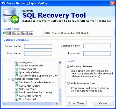 SQL recovery options