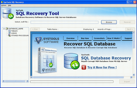 SQL recovery main windows