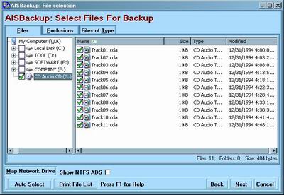 backup file or folder to cd