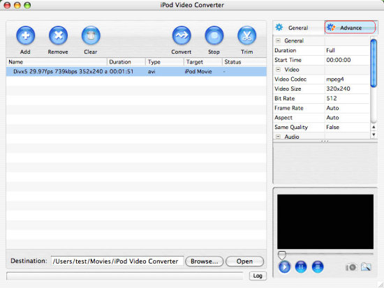 convert AVI MOV WMV 3GP MP4 VOB MPEG to iPod on Mac