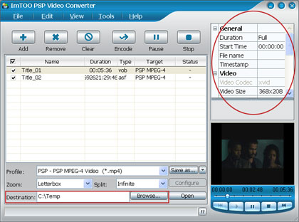 AVI video to PSP MP4