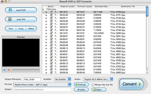 rip DVD movie to 3GP, IFO to 3GP on Mac
