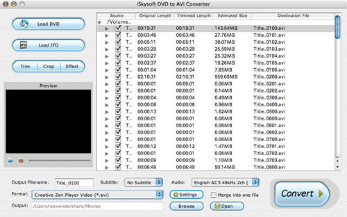 rip DVD movie to AVI, IFO to AVI on Mac