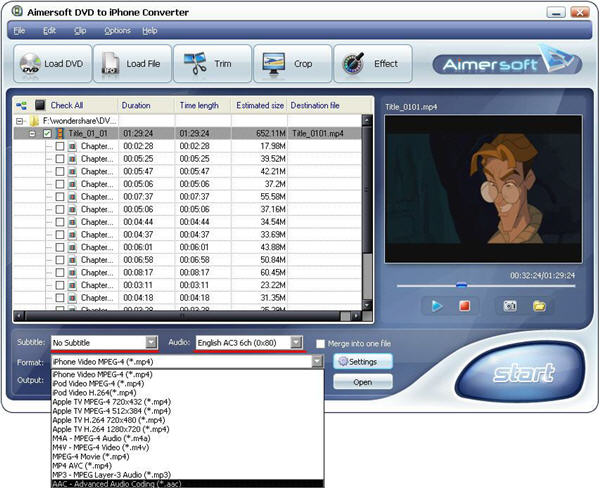 Aimersoft DVD to iPhone Converter