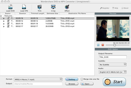 DVD to MP4 for PSP iPod iPhone Apple TV on Mac