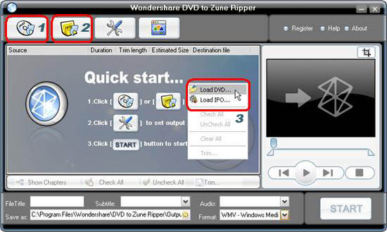 convert DVD to Zune format MP4 WMV
