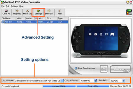 convert dvr-ms to PSP movie