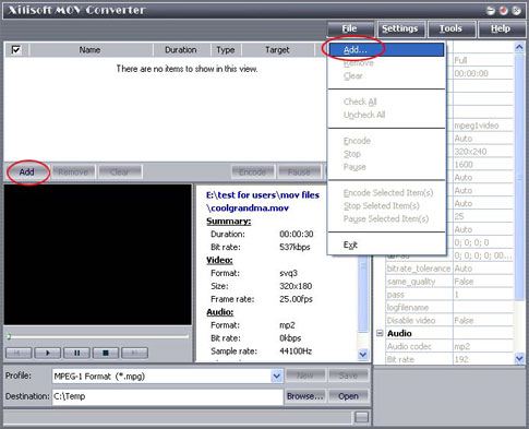 convert MOV to MPEG, MOV to AVI, MOV to WMV, MOV to DivX