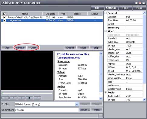 convert MOV to MPEG, MOV to AVI, MOV to WMV, MOV to DivX