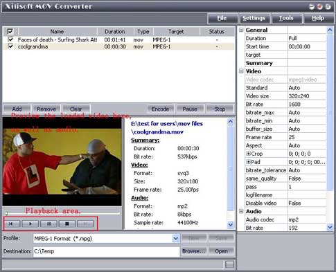 convert MOV to MPEG, MOV to AVI, MOV to WMV, MOV to DivX