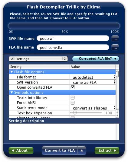 convert Flash SWF to FLA with SWF to FLA converter on Mac