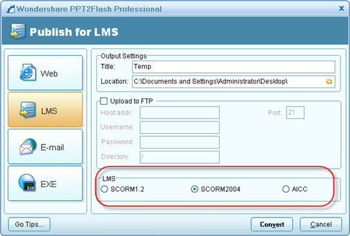 create SCORM course for LMS