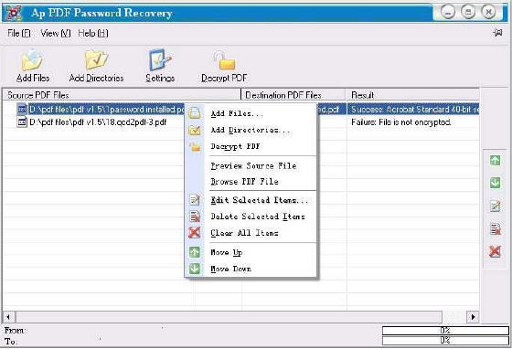 decrypt protected PDF files with PDF Password Recovery software