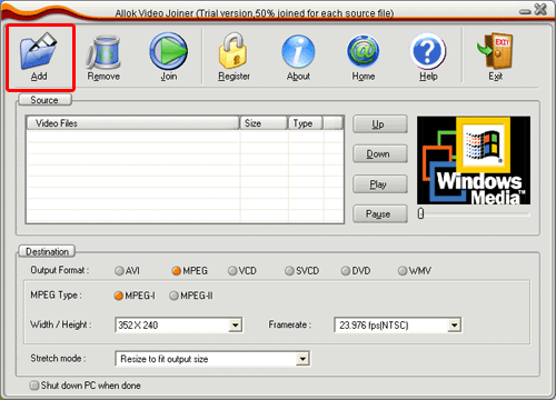 merge multiple WMV, MP4, 3GP, RM, MOV files