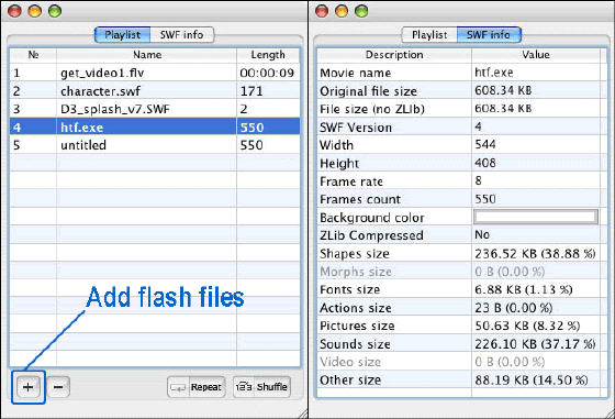 play flash swf and flv file on Mac