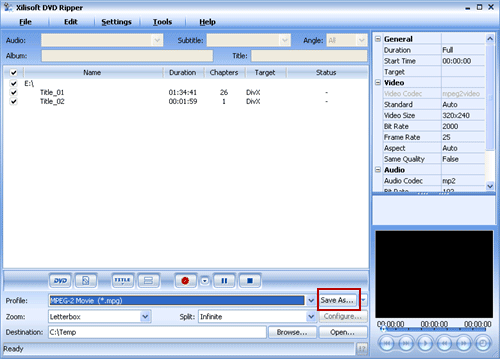 split VOB file with VOB splitter software