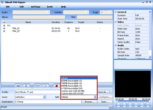 split VOB file with VOB splitter software