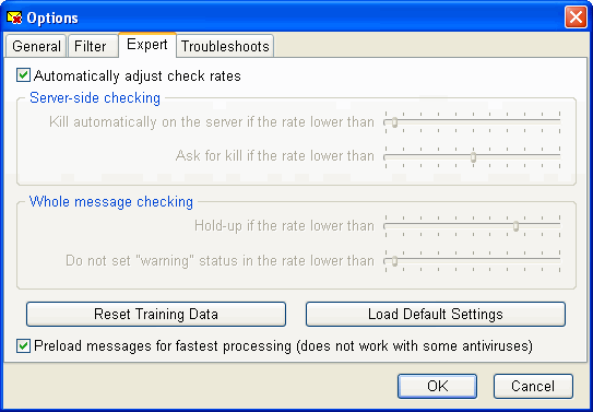 DeSofto SpamFilter - Options