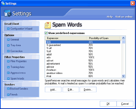 Spam Words - SpamRemover