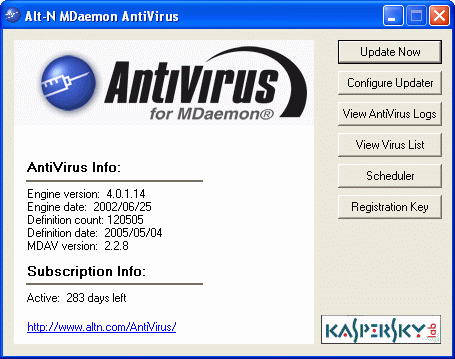 AntiVirus for MDaemon Properties