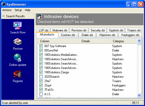 The Screenshot of SpyRemover