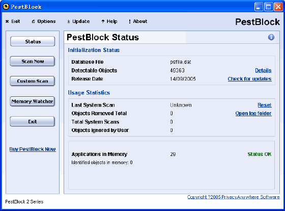 PestBlock Status