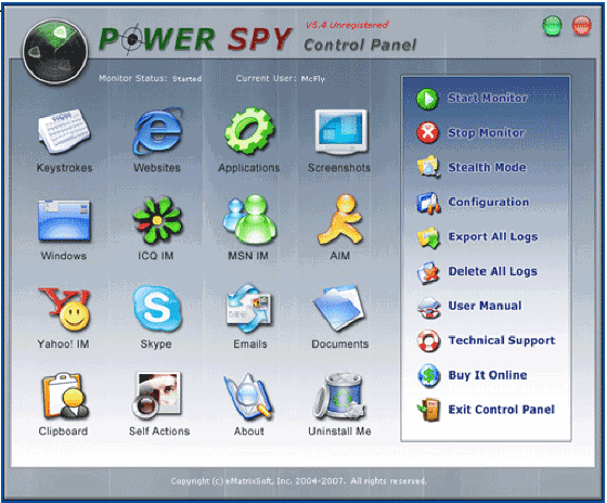 The Screenshot of Power Spy 2007