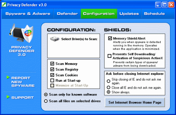 The Screenshot of Privacy Defender