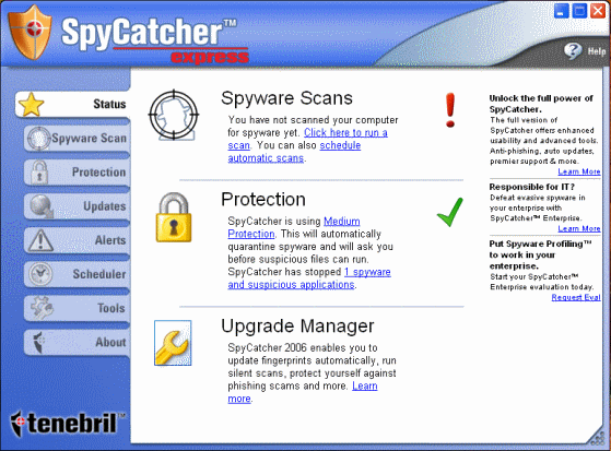 Main interface of SpyCatcher