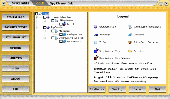 The Screenshot of SpyCleaner Gold
