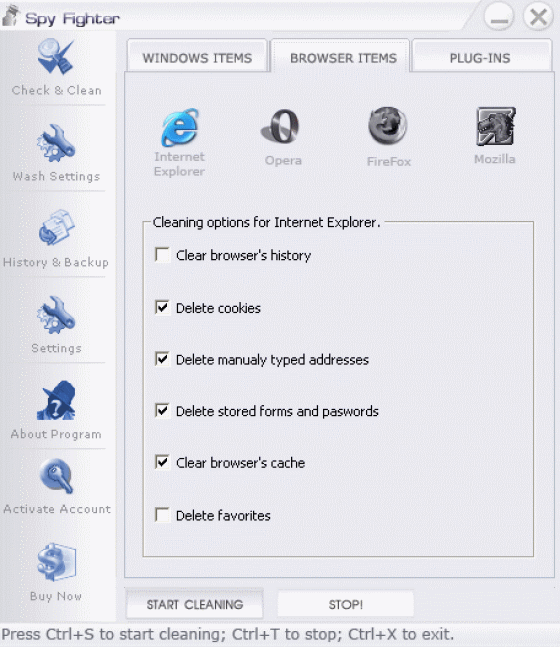 The Screenshot of SpyFighter Cleaner Pro.