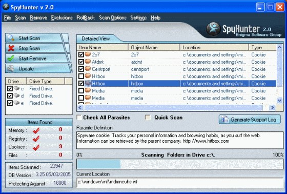 The Screenshot of SpyHunter.
