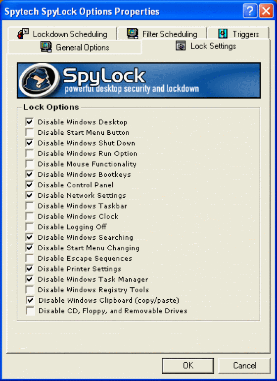 The Sceenshot of lock settings.