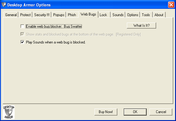 Desttop Armor Options - Web Bugs