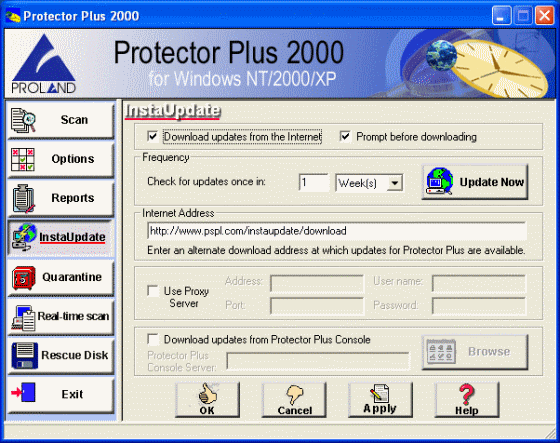 screenshot of Protector Plus instaUpdate